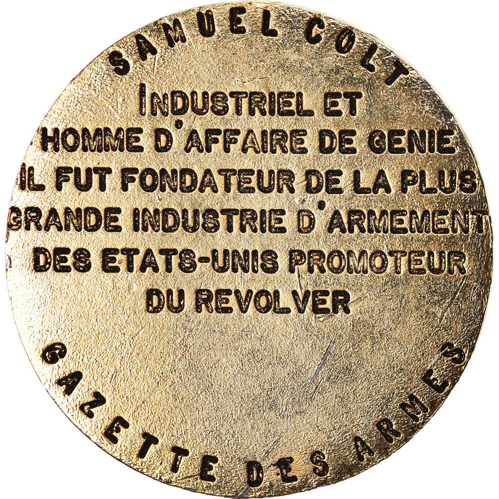 Francia, medalla, Samuel Colt, Gazette des Armes, MBC+, Copper Gilt