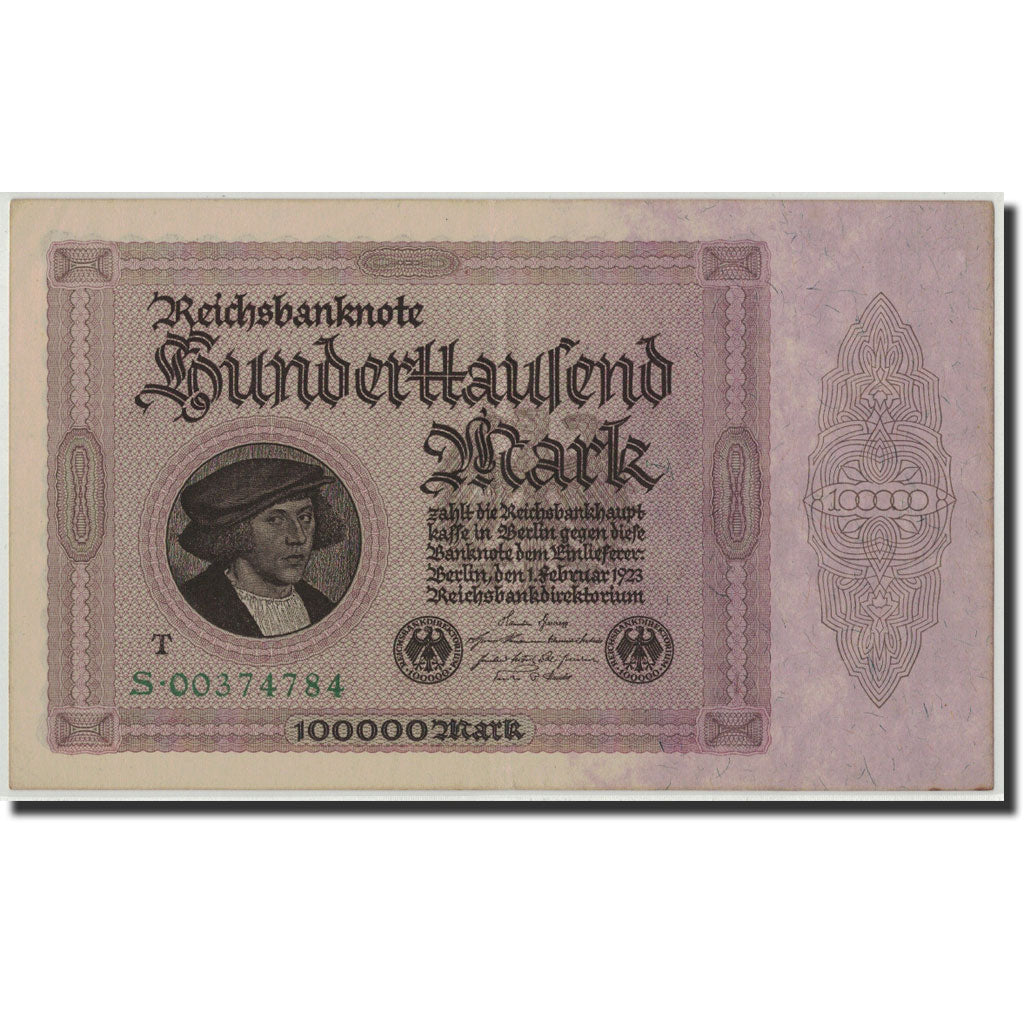 Germany, 100,000 Mark, 1923, KM:83c, 1923-02-01, AU(55-58)
