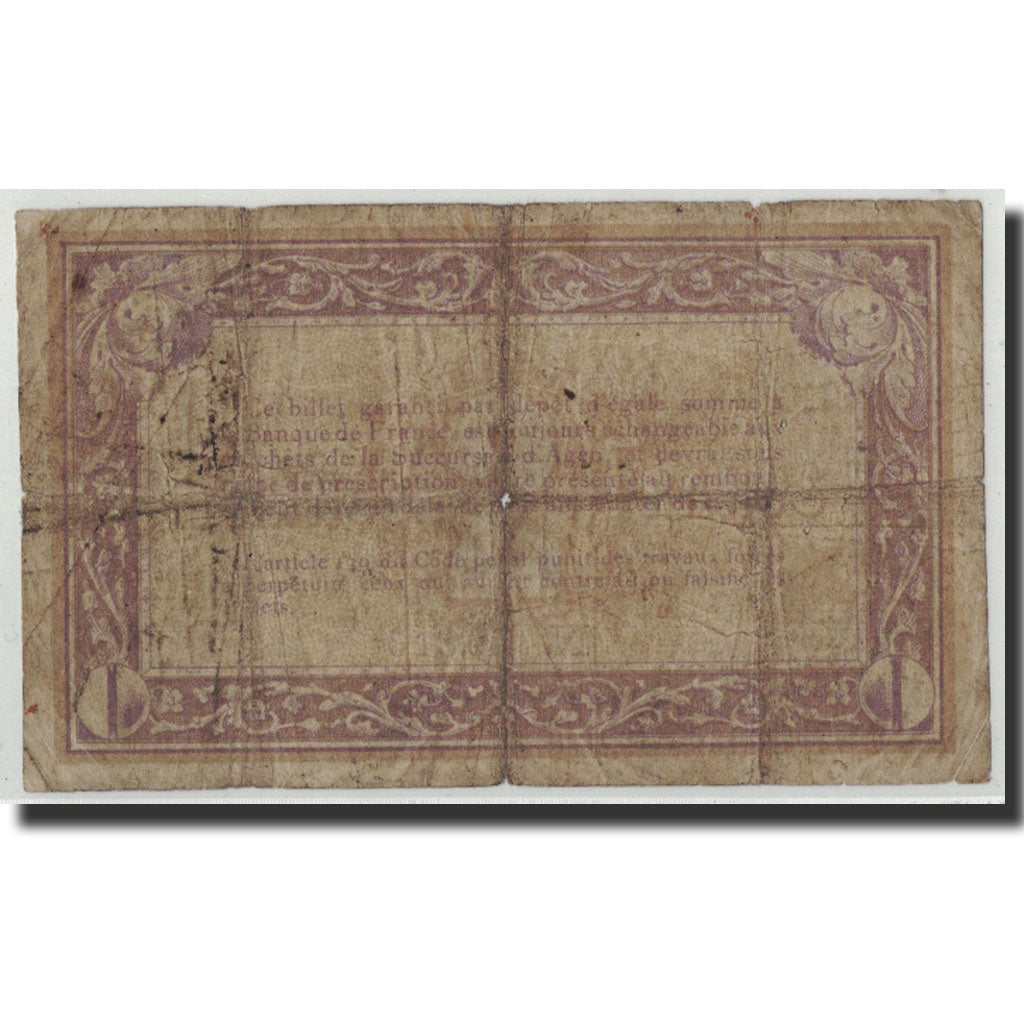 Banconote, Pirot:2-5, B, Agen, 2 Francs, 1914, Francia
