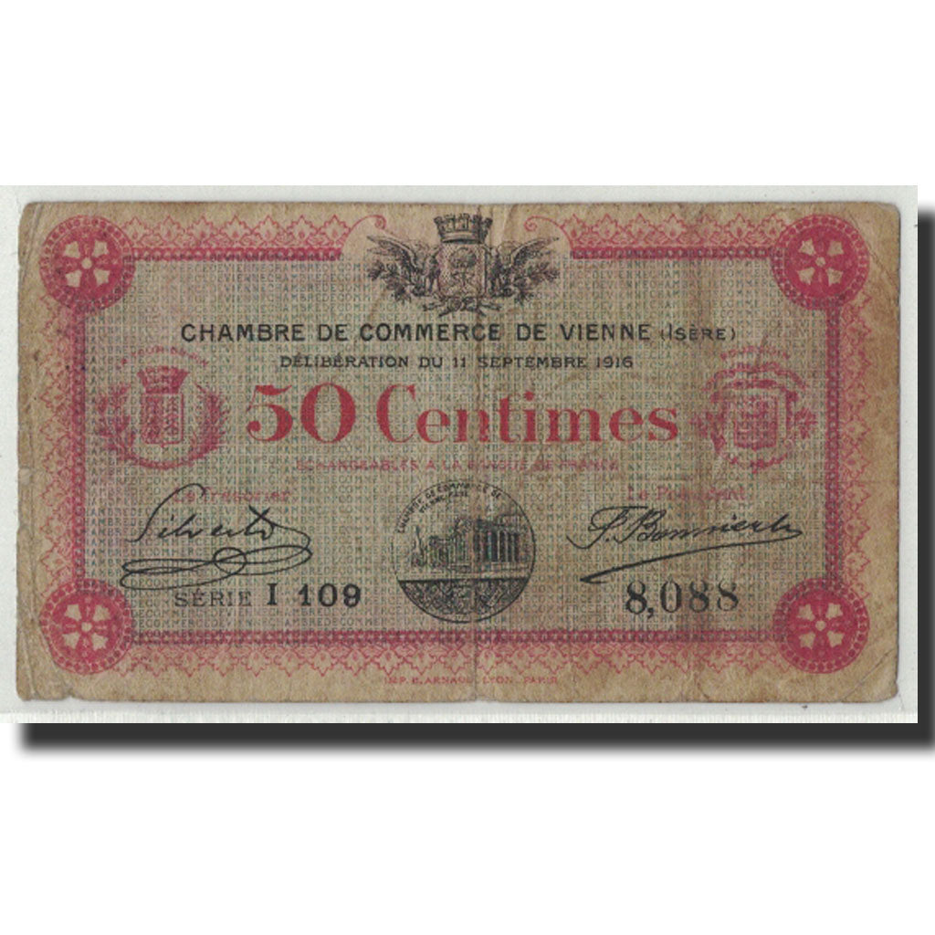 Geldschein, Frankreich, Vienne, 50 Centimes, 1916, S, Pirot:128-15