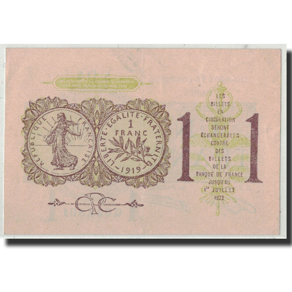 Banknote, Pirot:97-23, 1 Franc, 1920, France, AU(55-58), Paris