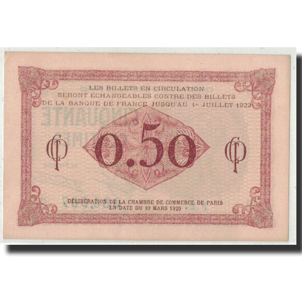 Banknote, Pirot:97-10, 50 Centimes, 1920, France, UNC(63), Paris