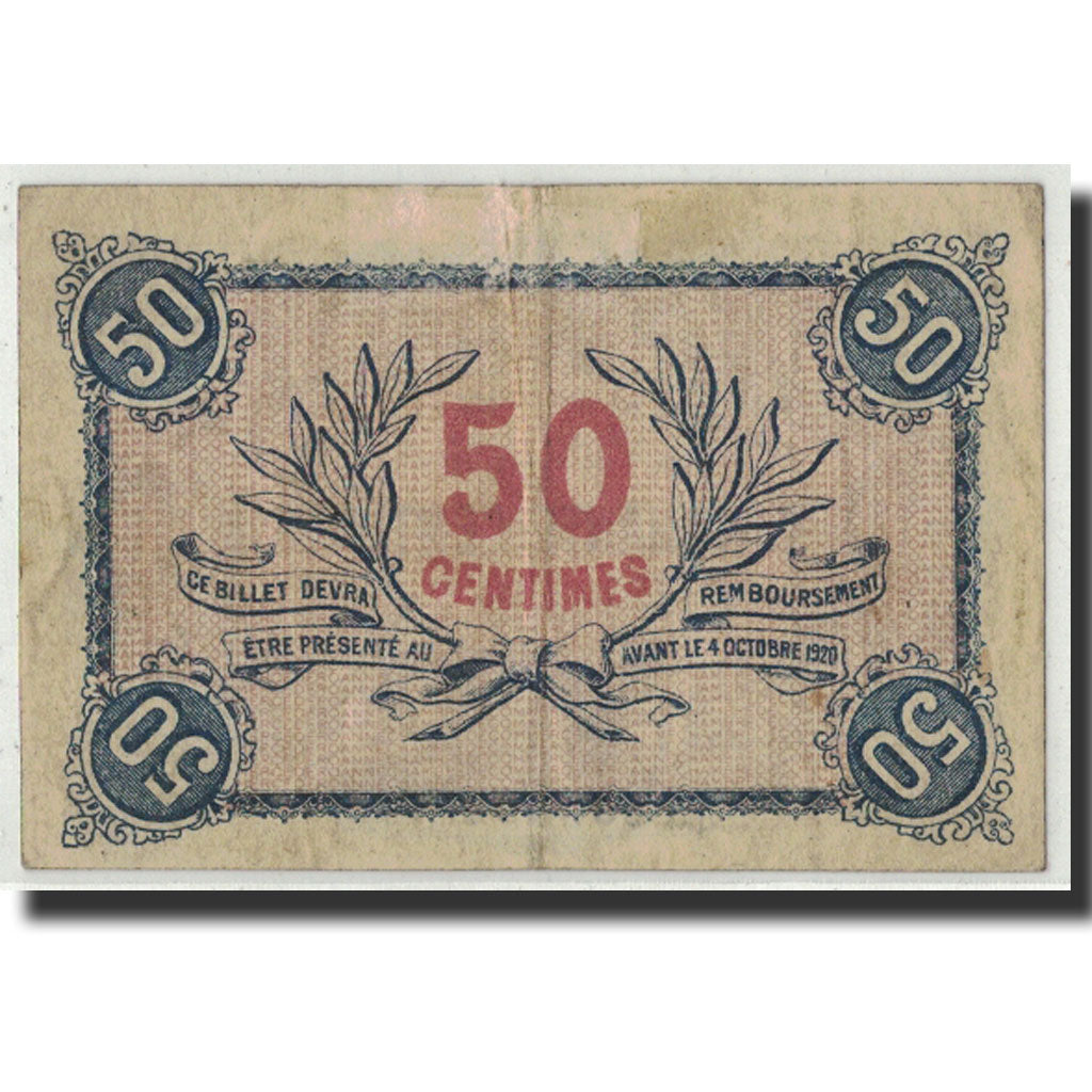 Banknote, Pirot:106-7, 50 Centimes, 1915, France, VF(20-25), Roanne