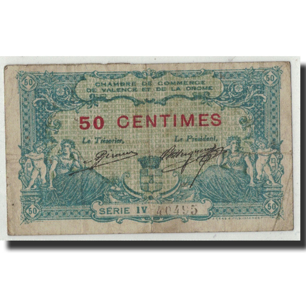 Banknote, Pirot:127-2, 50 Centimes, 1915, France, F(12-15), Valence