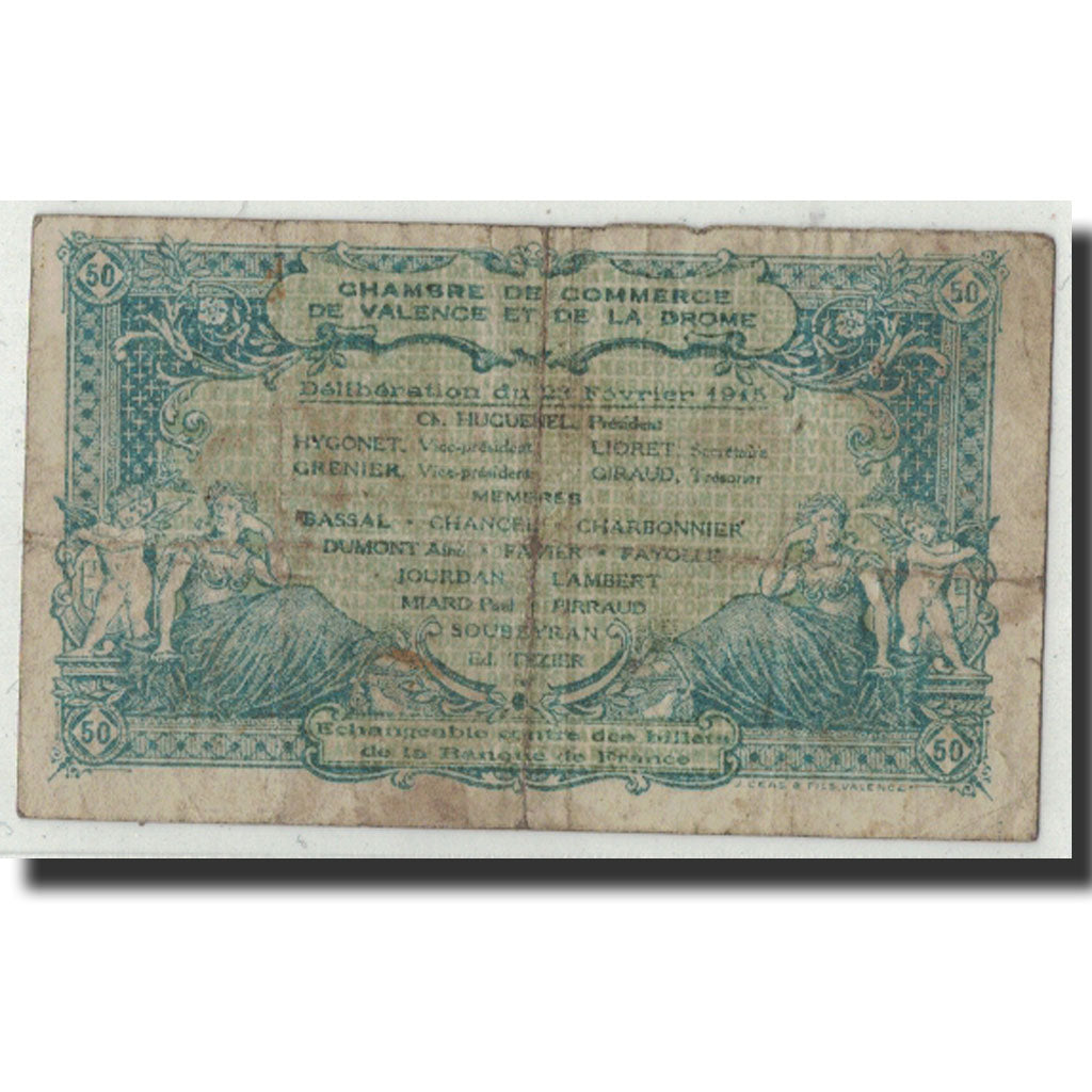 Banknote, Pirot:127-2, 50 Centimes, 1915, France, F(12-15), Valence