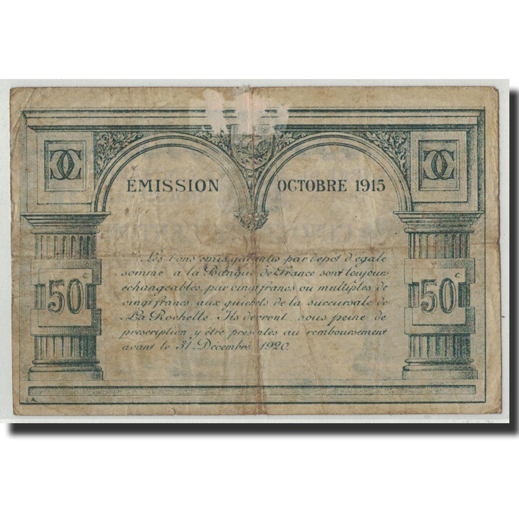 France, La Rochelle, 50 Centimes, 1915, VG(8-10), Pirot:66-1
