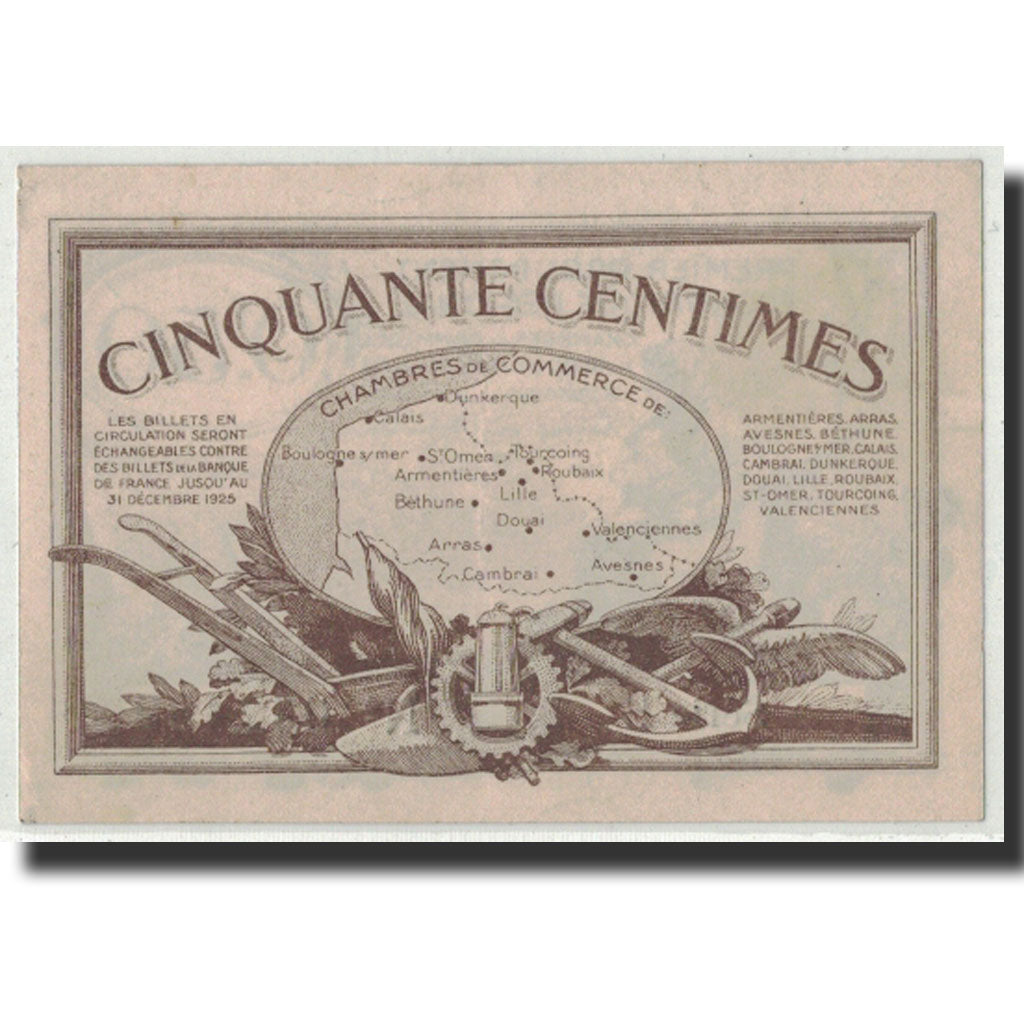 Banconote, Pirot:94-4, SPL, NORD-PAS DE CALAIS, 50 Centimes, Undated, Francia