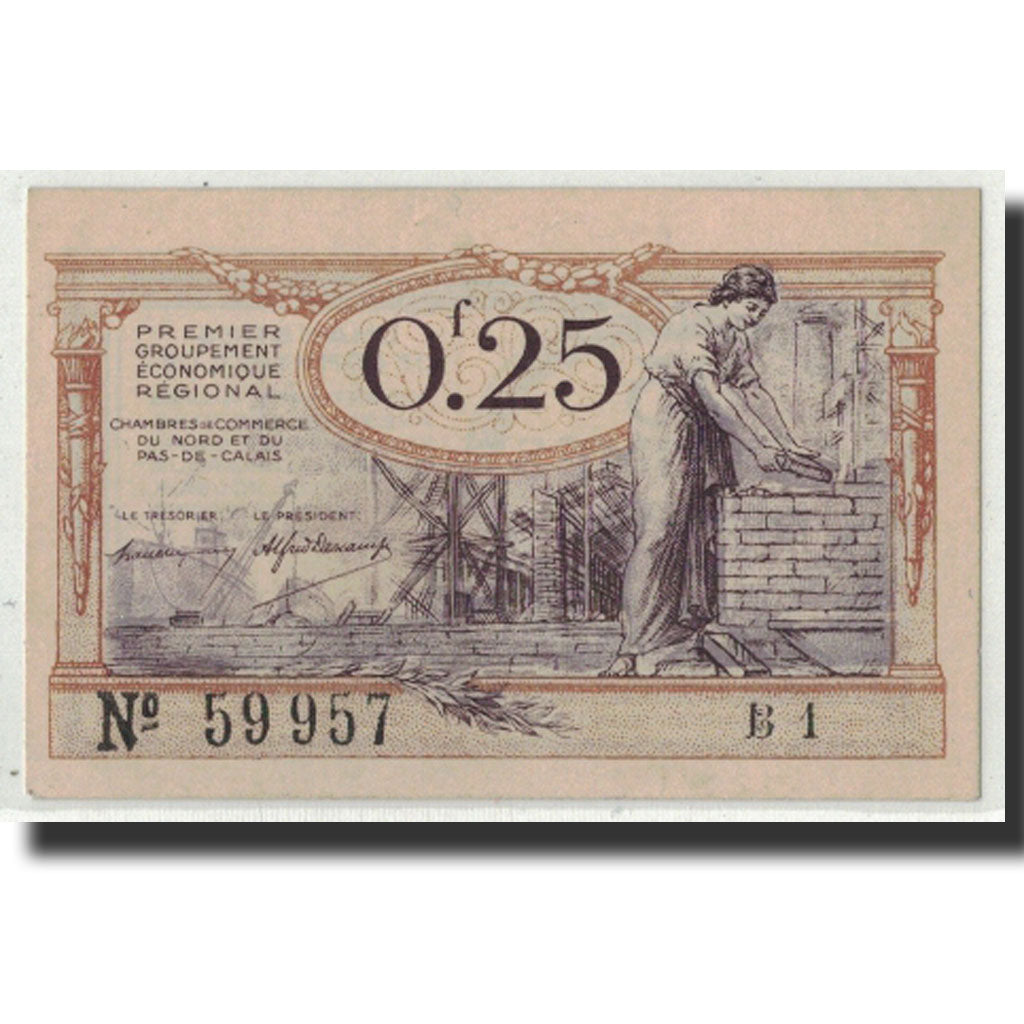 France, NORD-PAS DE CALAIS, 25 Centimes, UNC(63), Pirot:94-3
