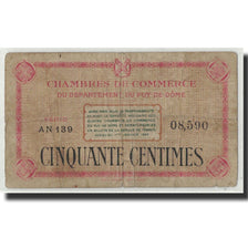 Banconote, Pirot:103-3, B, Puy de Dôme, 50 Centimes, Undated, Francia