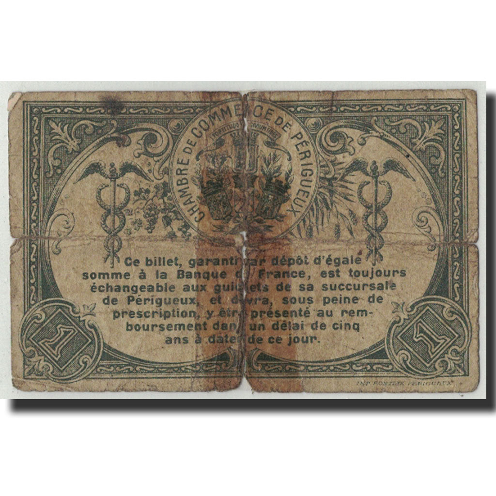 Banconote, Pirot:98-10, B, Perigueux, 1 Franc, 1915, Francia