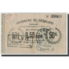 Billete, 50 Centimes, Pirot:02-1051, 1915, Francia, MBC, Germaine