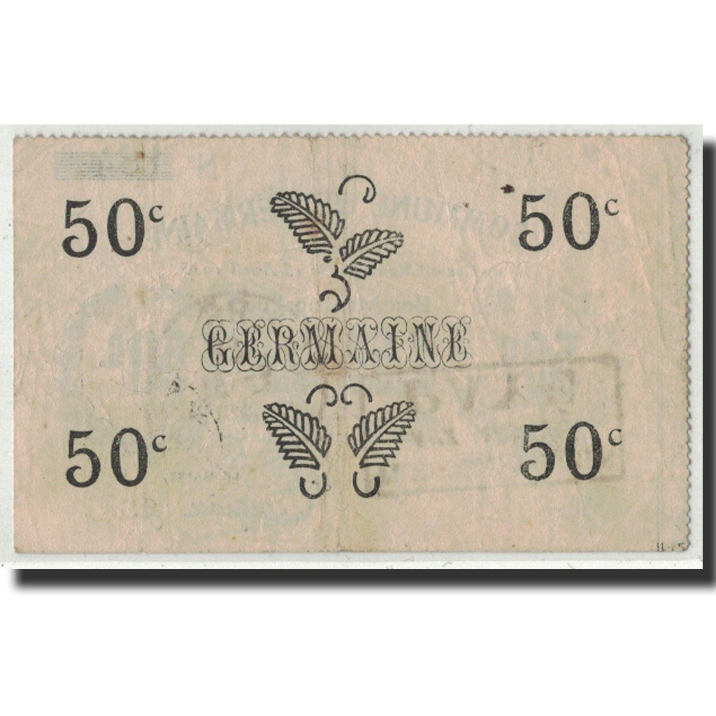 Banconote, Pirot:02-1051, BB, Germaine, 50 Centimes, 1915, Francia
