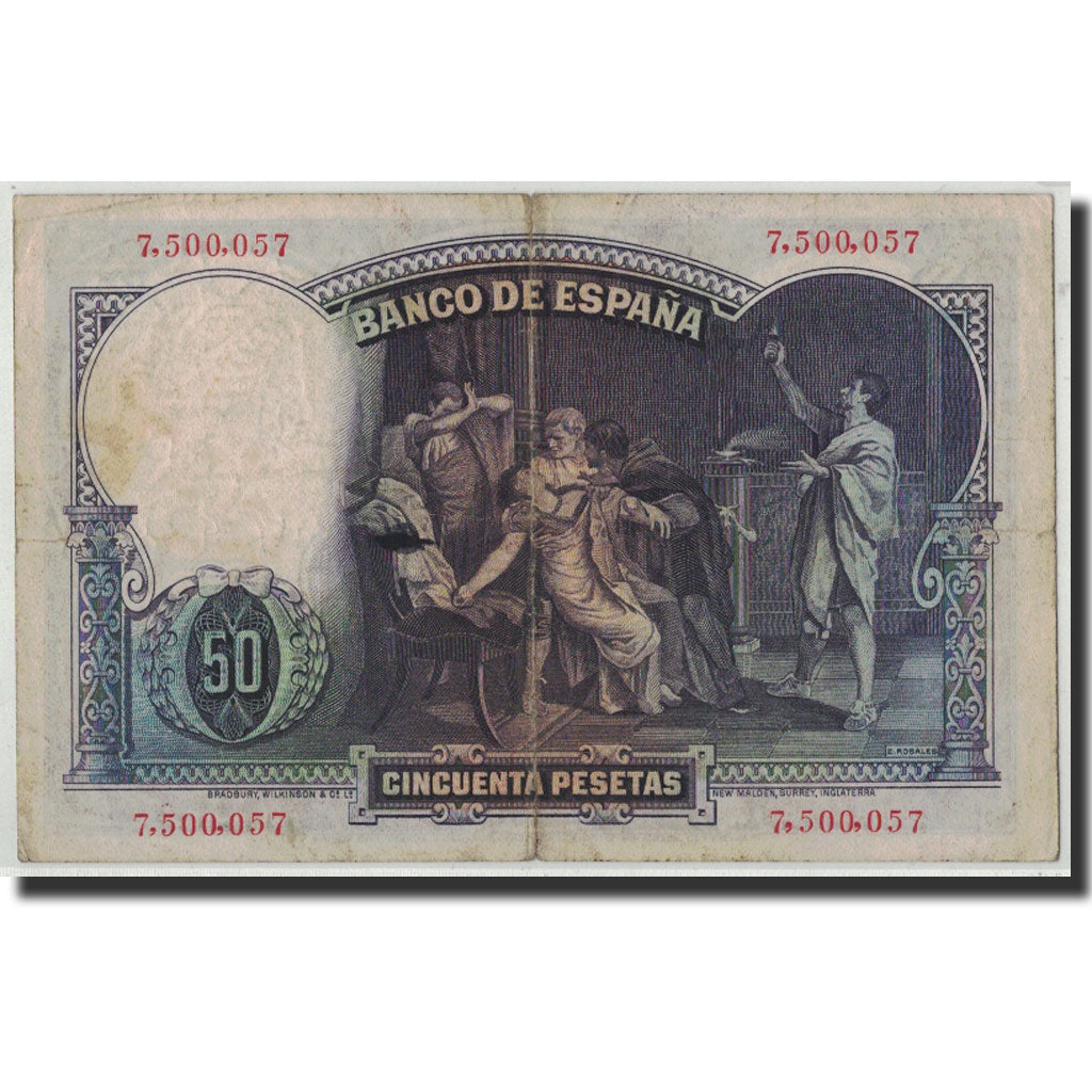 Spain, 50 Pesetas, 1931, KM:82, 1931-04-25, VF(20-25)