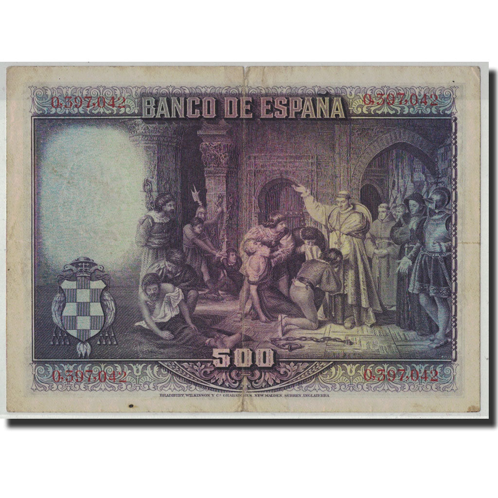 Banknote, Spain, 500 Pesetas, 1928, 1928-08-15, KM:77a, VF(30-35)