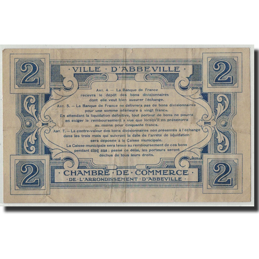 France, Abbeville, 2 Francs, VF(20-25), Pirot:1-21