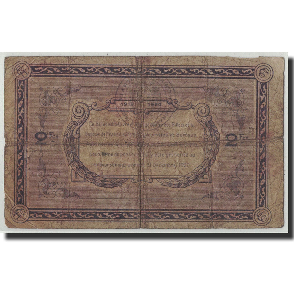 France, Caen et Honfleur, 2 Francs, VG(8-10), Pirot:34-10