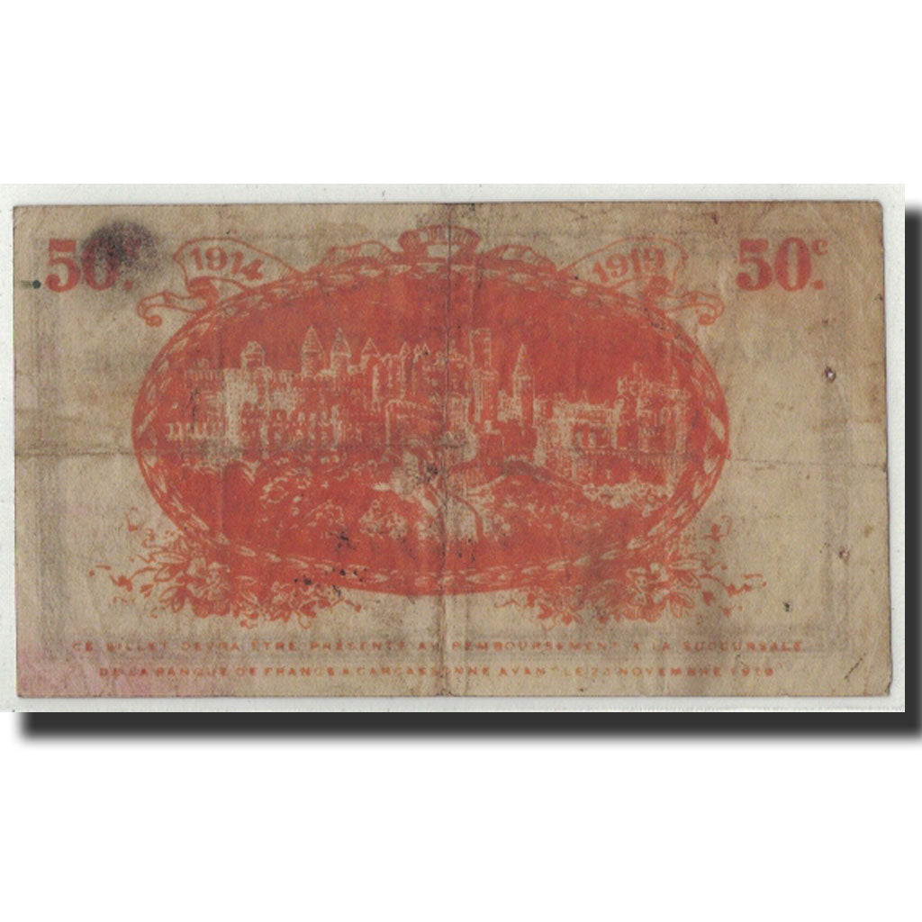 France, Carcassonne, 50 Centimes, 1914, VG(8-10), Pirot:38-1