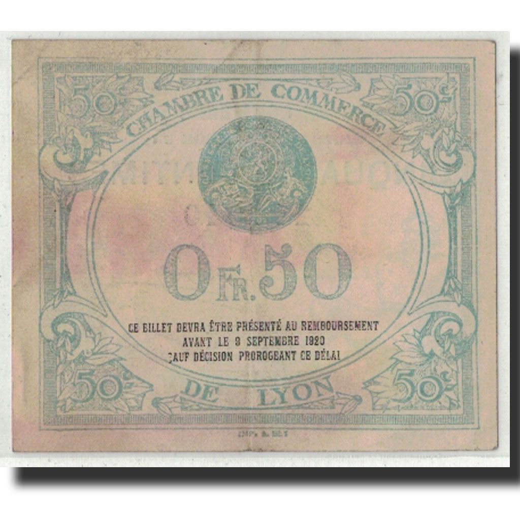 Banknote, Pirot:77-5, 50 Centimes, 1915, France, AU(55-58), Lyon