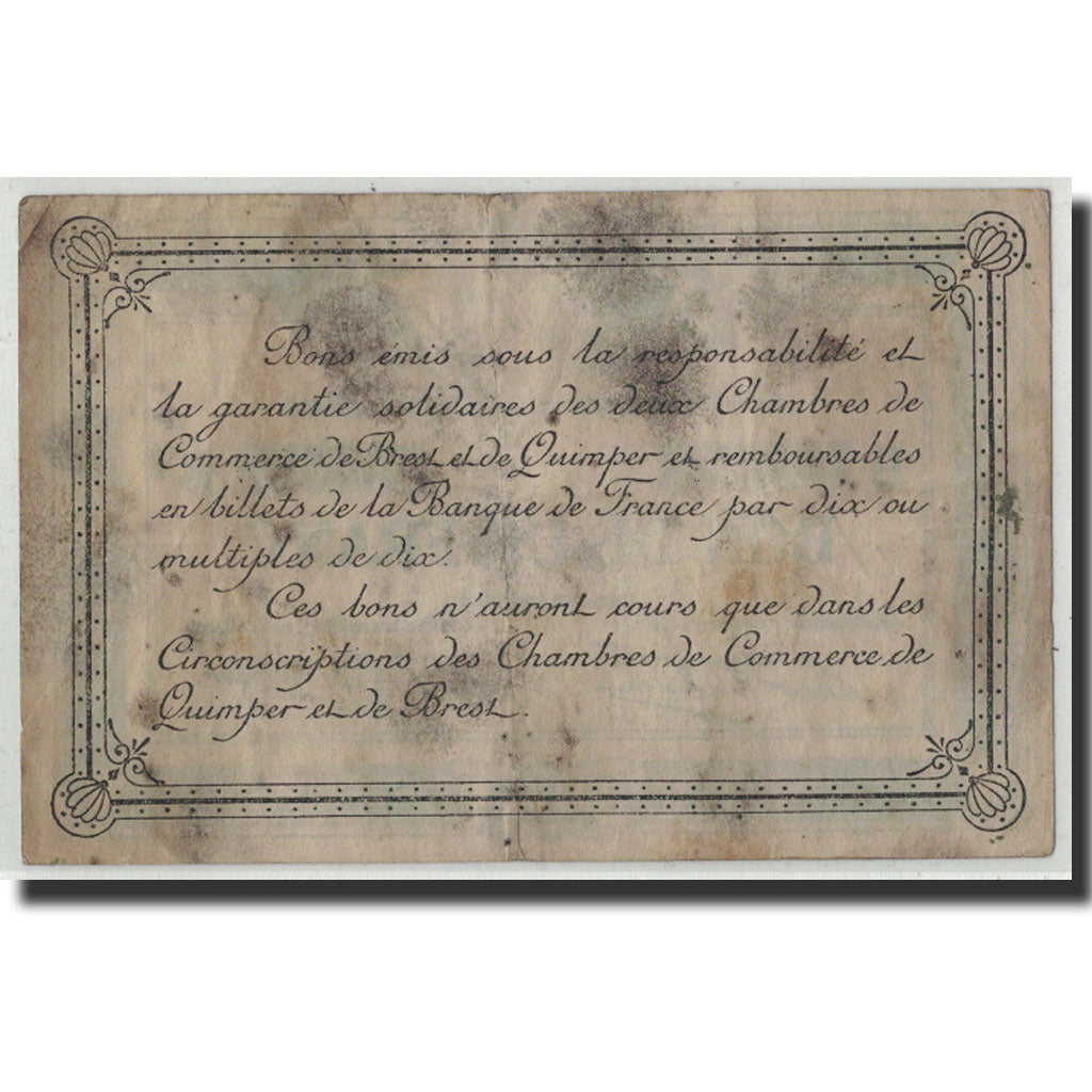 Banconote, Pirot:104-5, MB, Quimper et Brest, 1 Franc, 1915, Francia