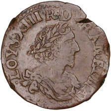 Coin, France, Louis XIII, Double tournois, buste laurée et drapé, Double