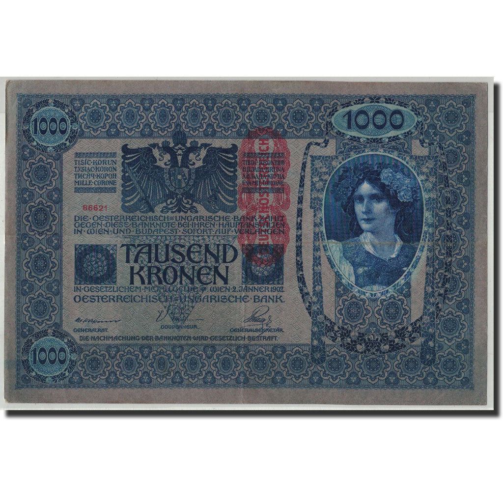 Austria, 1000 Kronen, Undated (1919), 1902-01-02, KM:59, AU(50-53)