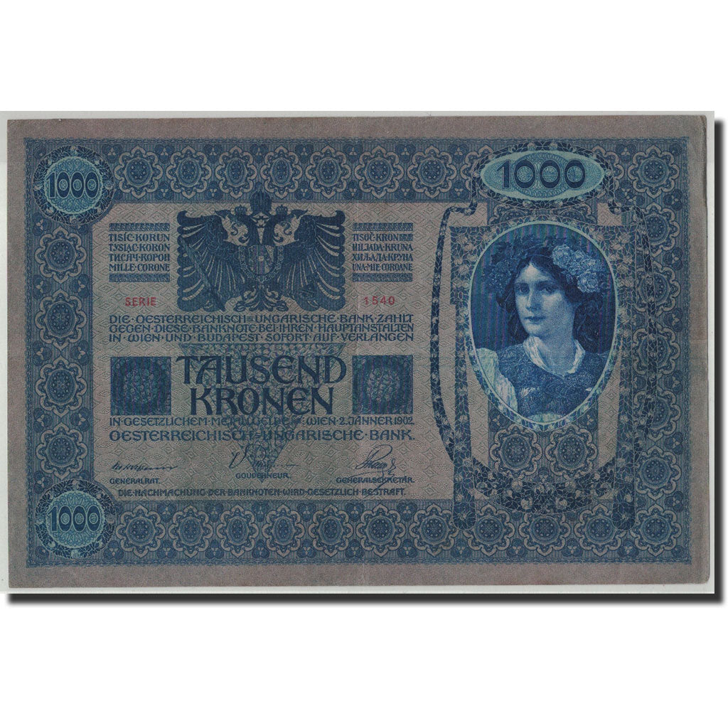 Austria, 1000 Kronen, Undated (1919), 1902-01-02, KM:59, AU(50-53)
