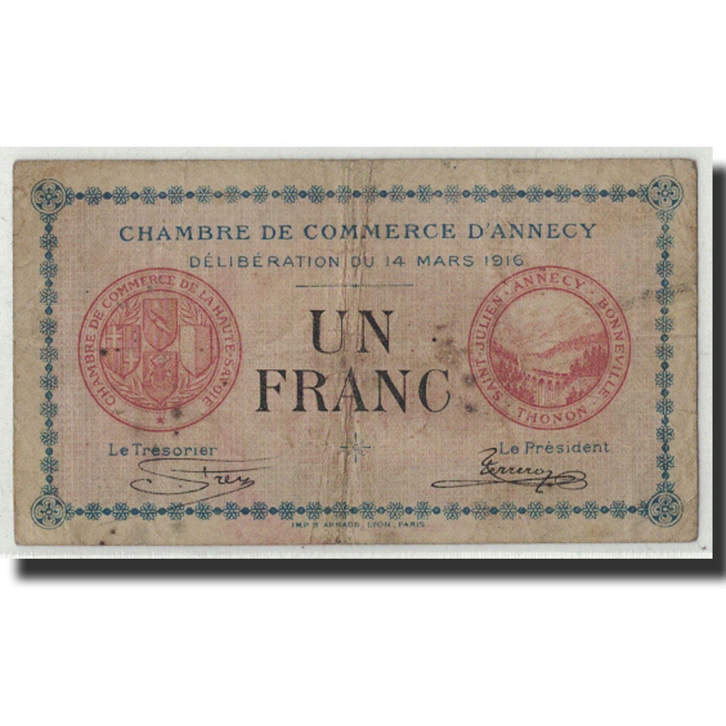 France, Annecy, 1 Franc, 1916, F(12-15)