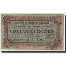 Francia, Auxerre, 50 Centimes, 1916, BC, Pirot:17-12