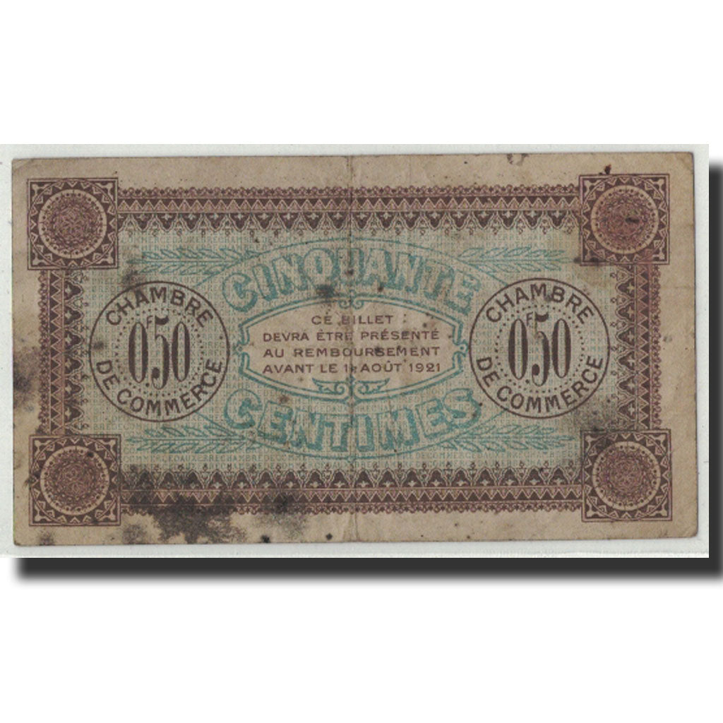 Francia, Auxerre, 50 Centimes, 1916, BC, Pirot:17-12