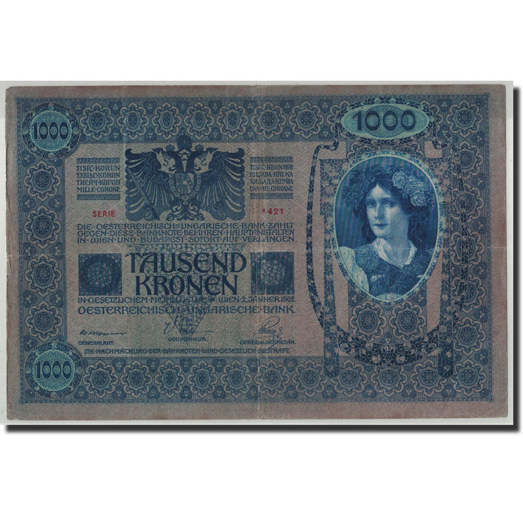Banknote, Austria, 1000 Kronen, Undated (1919), 1902-01-02, KM:59, VF(20-25)