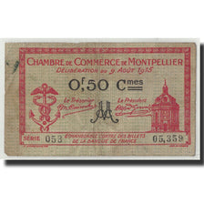 Pirot:85-6, 50 Centimes, 1915, France, VF(20-25), Montpellier