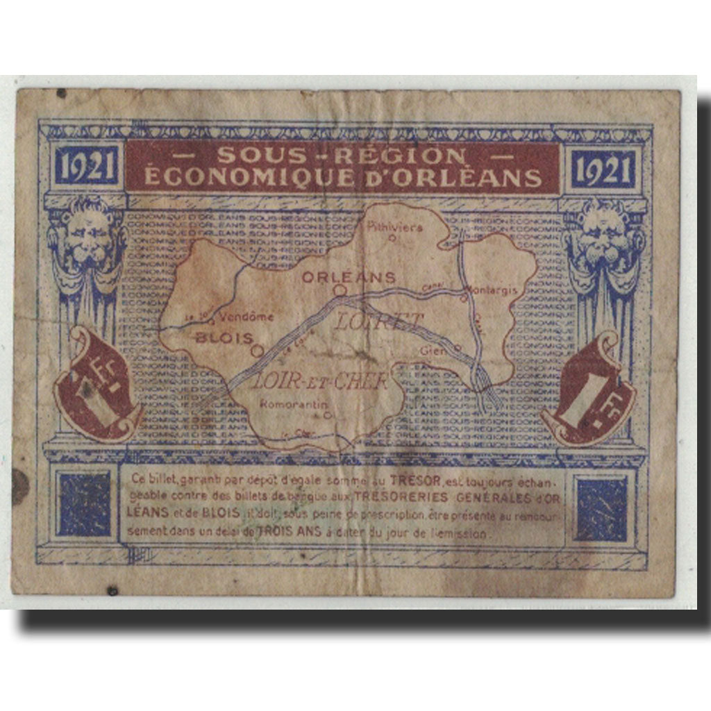 France, Orléans et Blois, 1 Franc, 1921, VG(8-10), Pirot:96-7
