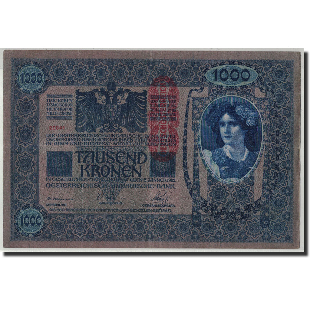 Banknote, Austria, 1000 Kronen, Undated (1919), 1902-01-02, KM:59, VF(30-35)