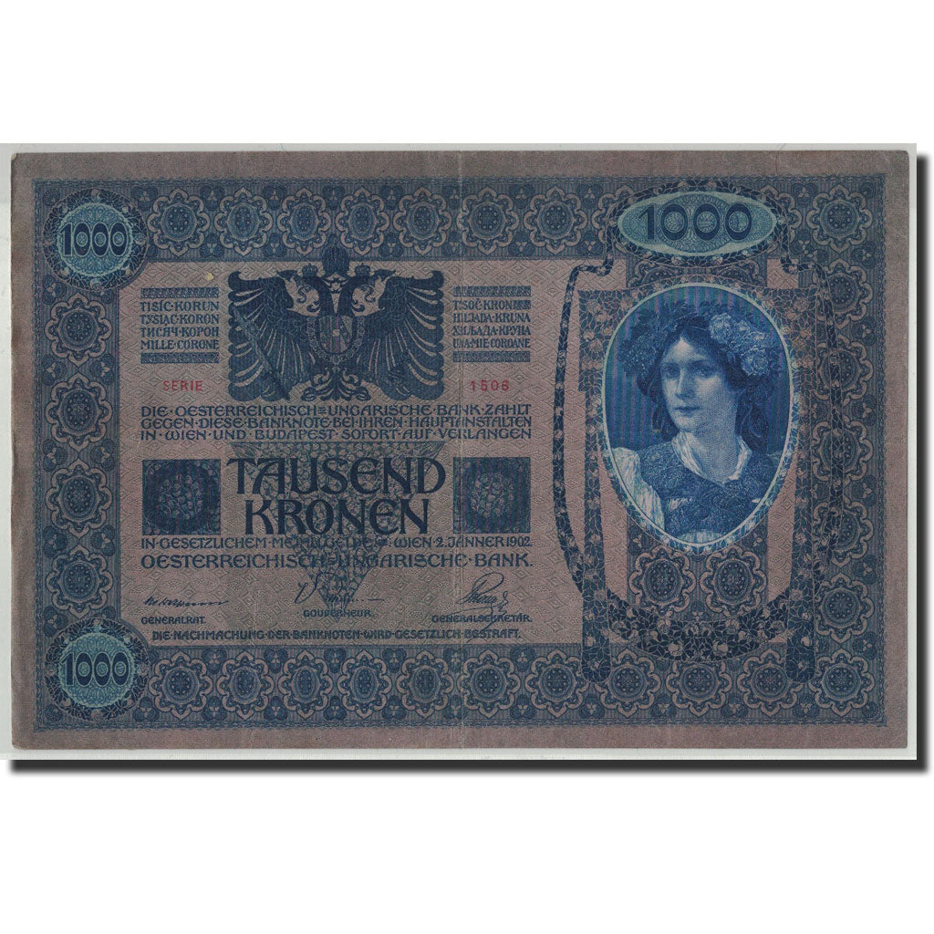 Banknote, Austria, 1000 Kronen, Undated (1919), 1902-01-02, KM:59, VF(30-35)