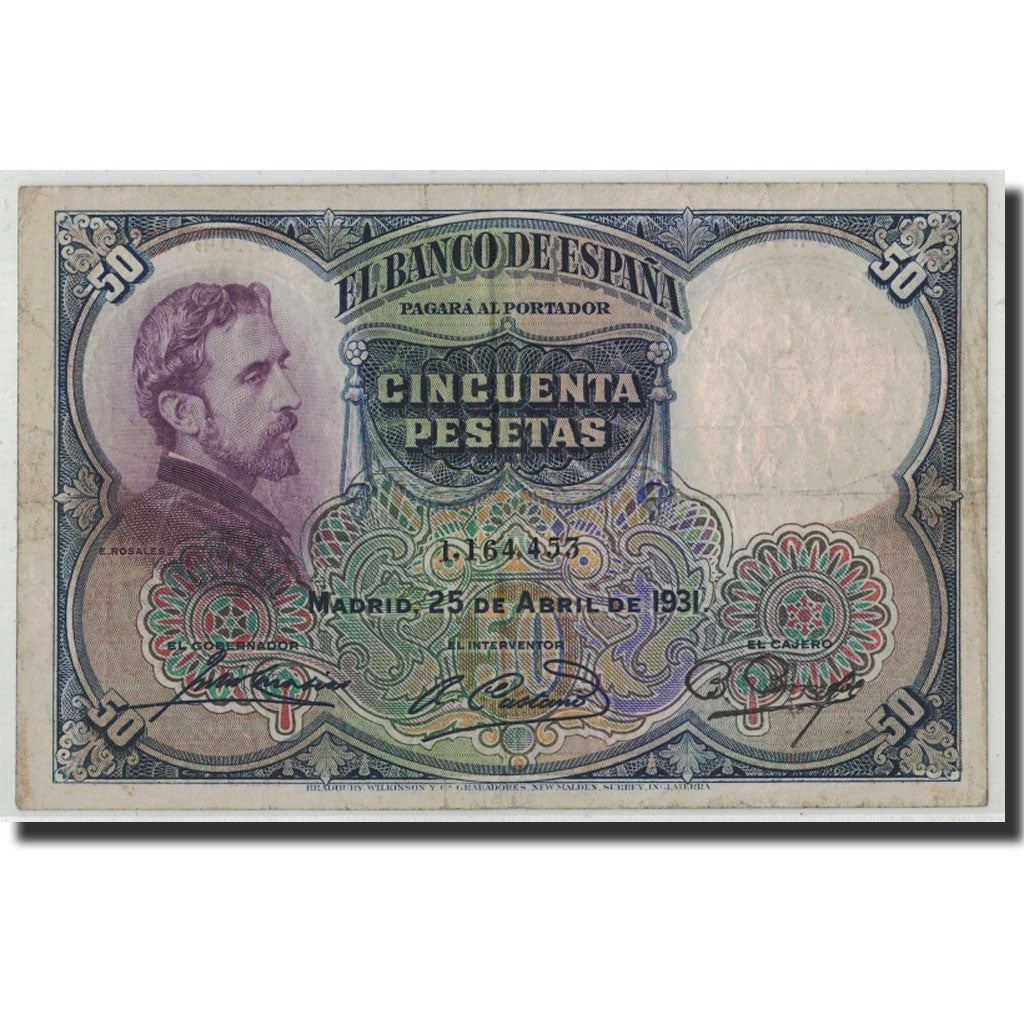 Banknote, Spain, 50 Pesetas, 1931, 1931-04-25, KM:82, VF(20-25)