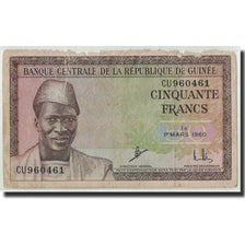 Banknot, Gwinea, 50 Francs, 1960, 1960-03-01, KM:12a, G(4-6)