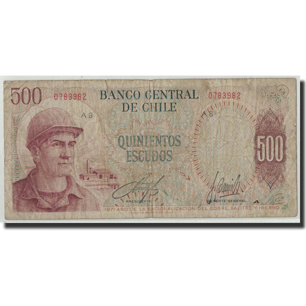 Chile, 500 Escudos, 1971, KM:145, VG(8-10)