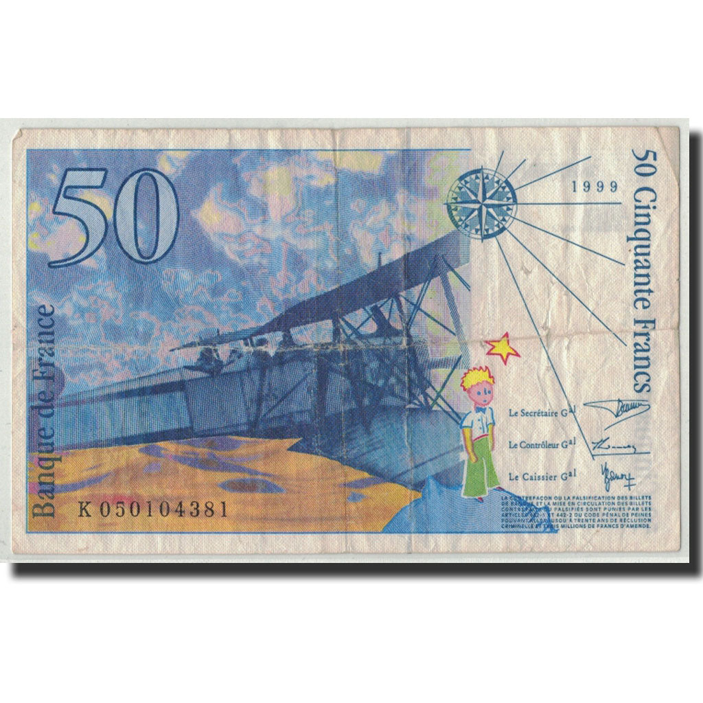 Francia, 50 Francs Saint-Exupery, 1999, KM:157Ad, Fayette:73.5, B+