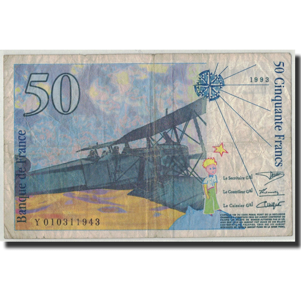 Frankreich, 50 Francs Saint-Exupéry, 1993, KM:157b, Fayette:72.2, SGE+
