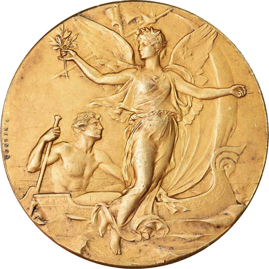 France, Medal, Art Nouveau, Union des Yachts Français, Lorient, Shipping