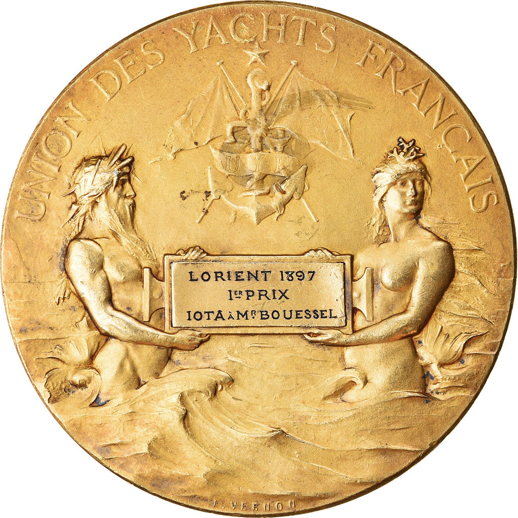 France, Medal, Art Nouveau, Union des Yachts Français, Lorient, Shipping