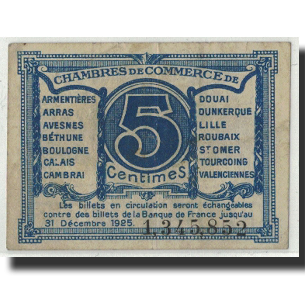 France, NORD-PAS DE CALAIS, 5 Centimes, VF(20-25), Pirot:94-1