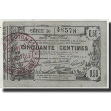 France, Laon, 50 Centimes, 1916, TTB, Pirot:02-1308
