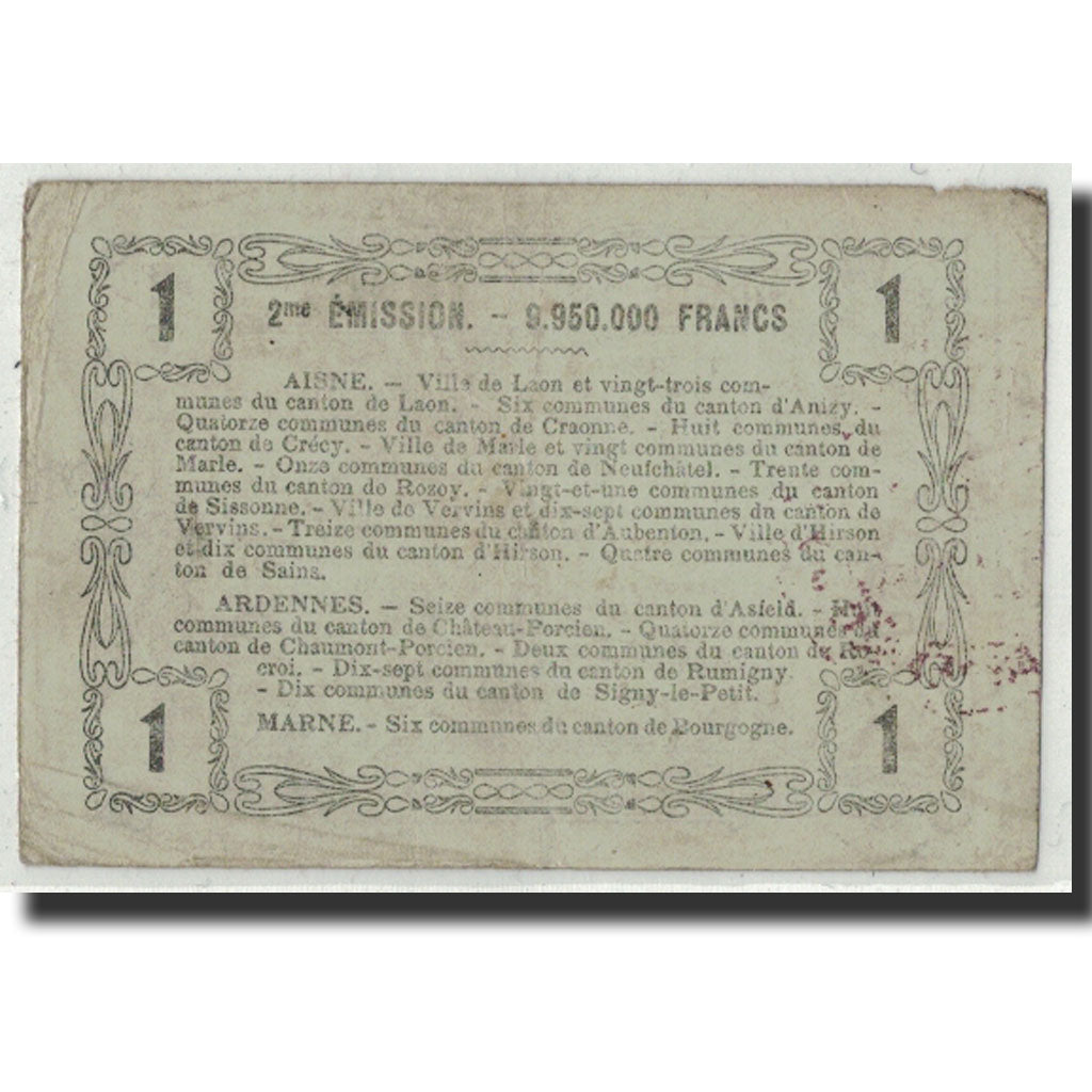 Banknote, Pirot:02-1309, 1 Franc, 1916, France, VF(20-25), Laon