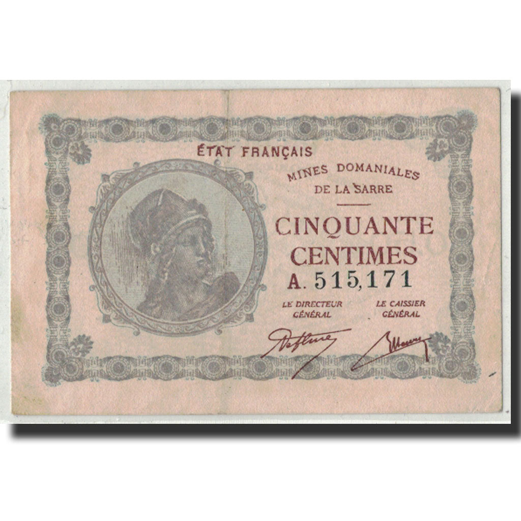 Banconote, Saar, 50 Centimes, undated (1920), BB, Fayette:VF 50.1