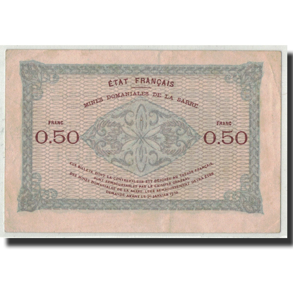 Banconote, Saar, 50 Centimes, undated (1920), BB, Fayette:VF 50.1