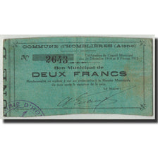 Banconote, Pirot:02-1222, MB+, Hombliéres, 2 Francs, 1914, Francia