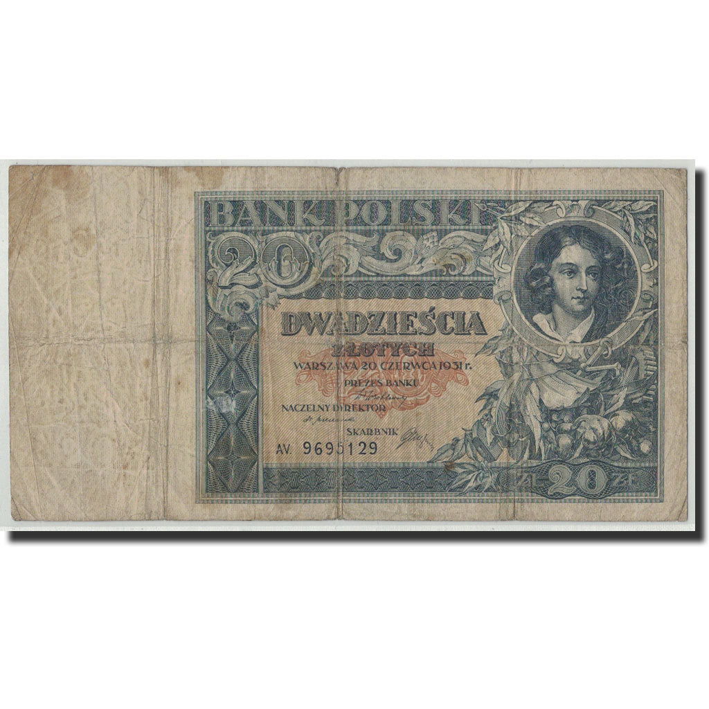 Banknote, Poland, 20 Zlotych, 1931, 1931-06-20, KM:73, VG(8-10)