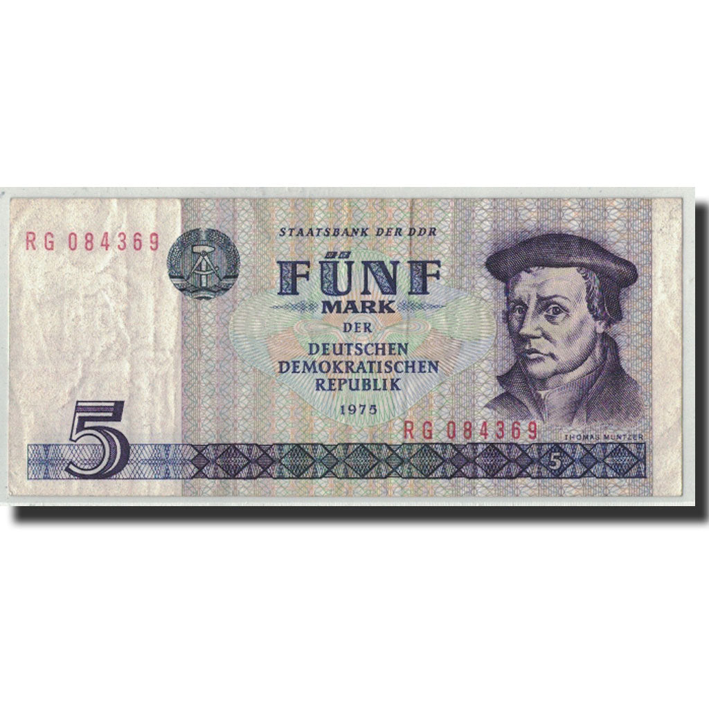 Germany - Democratic Republic, 5 Mark, 1975, KM:27A, VF(20-25)