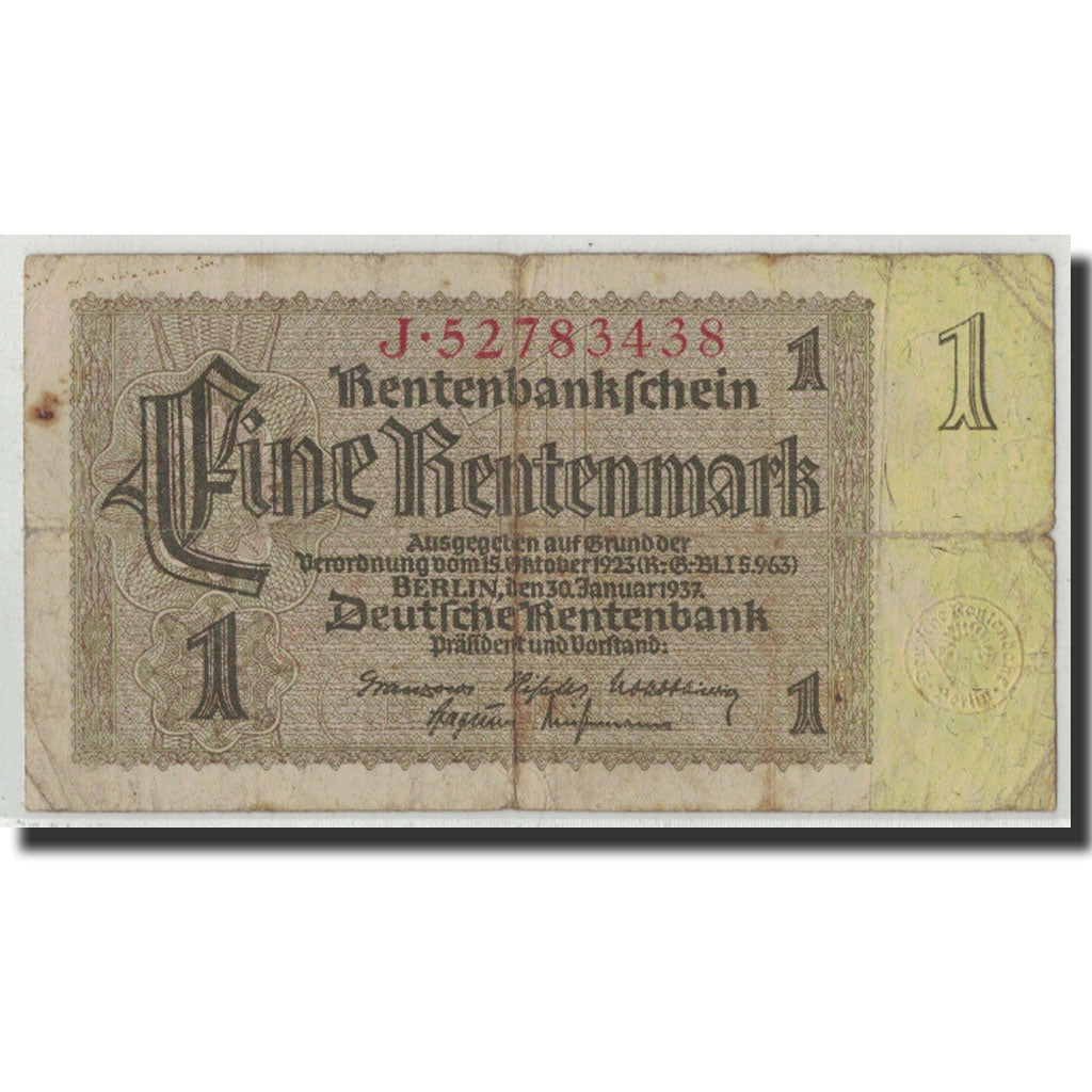 Banknote, Germany, 1 Rentenmark, 1937, 1937-01-30, KM:173b, VG(8-10)